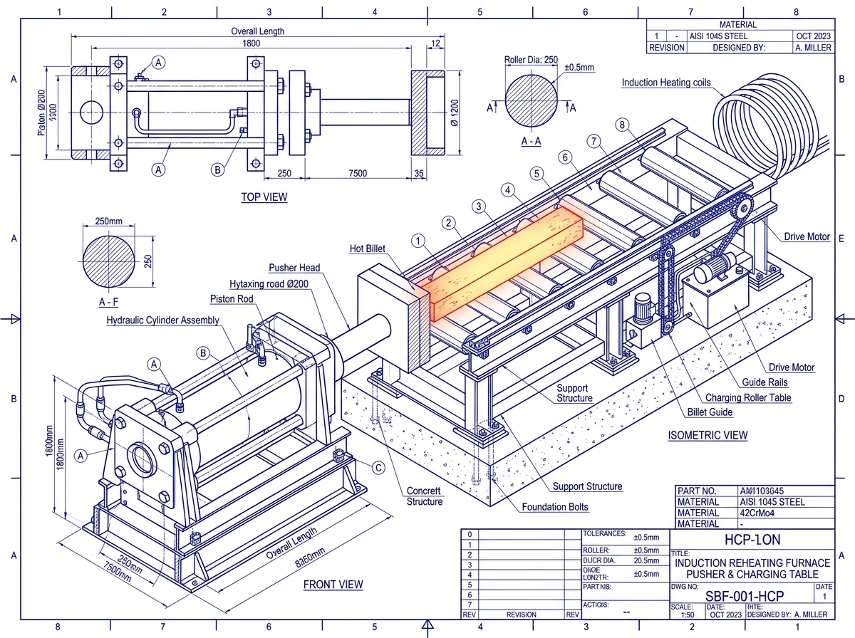 CAD Drawing: Induction Billet Pusher