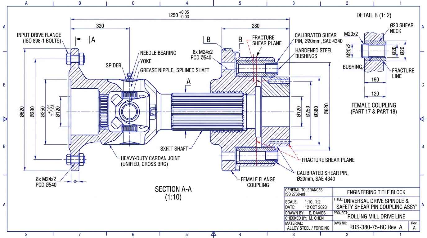 CAD Drawing: Universal Drive Spindle Fracture