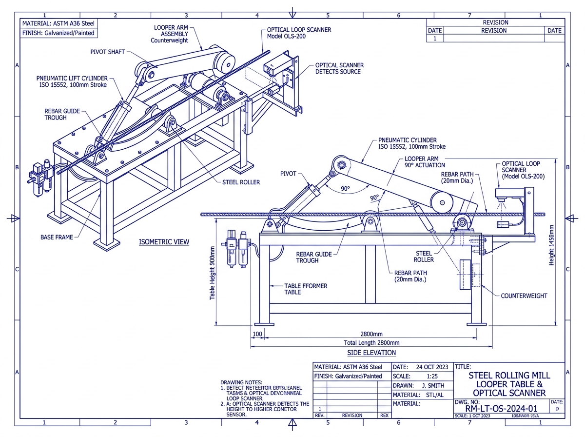 CAD Drawing: Looper Table & Optical Scanner
