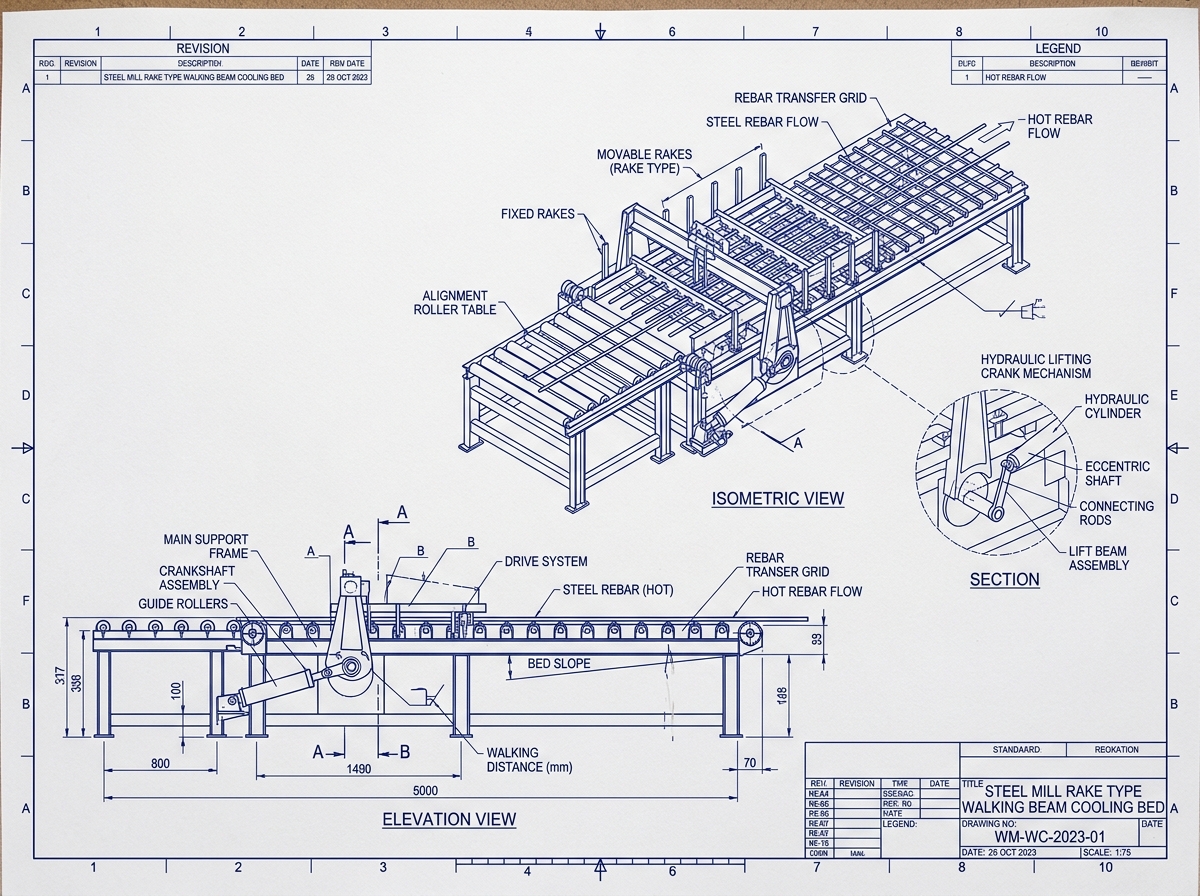 CAD Drawing: Walking Beam Cooling Bed