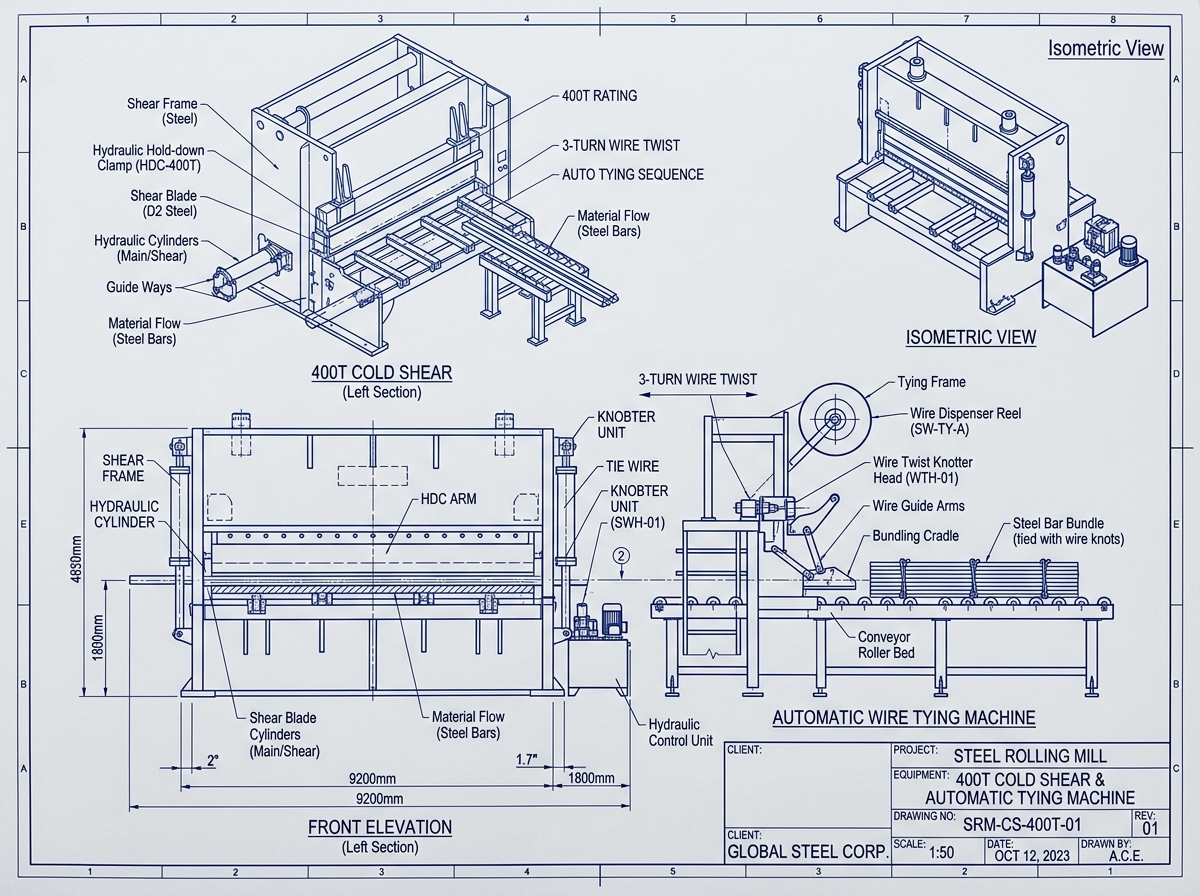 CAD Drawing: 400T Cold Shear & Bundler